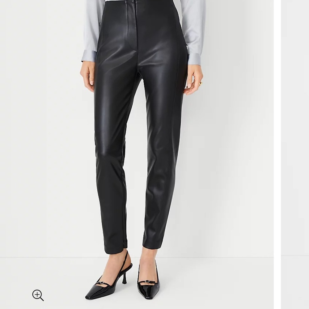 Ann Taylor curvy fit faux leather black pants